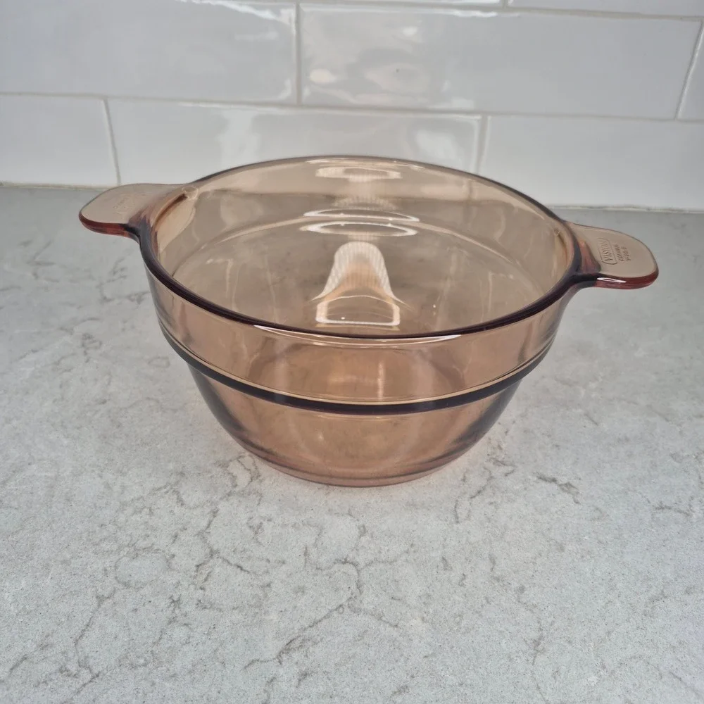 Corning Ware Visions V-20-B Amber Glass Double Boiler Insert France Vintage